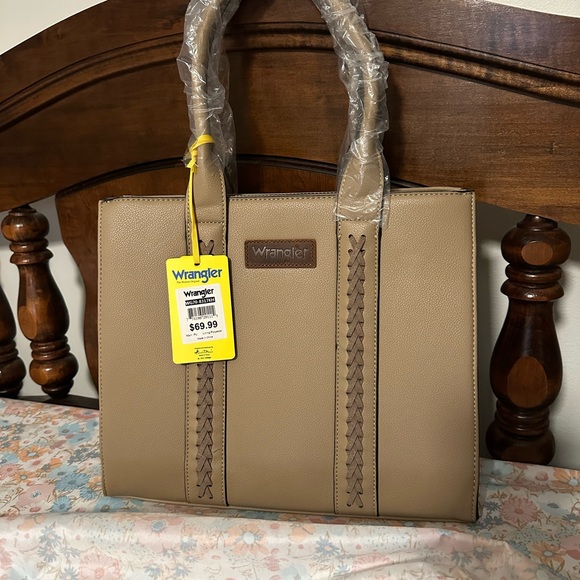 Wrangler Handbags - Wrangler Tan Tote Bag with Braided Detailing